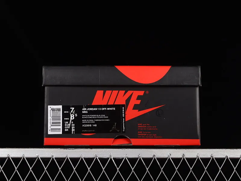 All categories Air Jordan Jordan series basketball shoes Air Jordan 1 High L version Off White x Air Jordan OW AJ1 Joe 1 joint North Carolina blue high-top basketball shoes AQ0818-148
